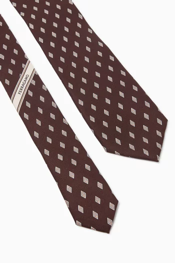Micro Gancini Tie in Silk