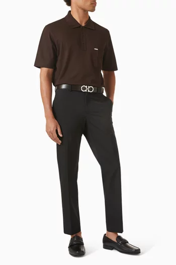 V-neck Polo Shirt in Cotton Pique