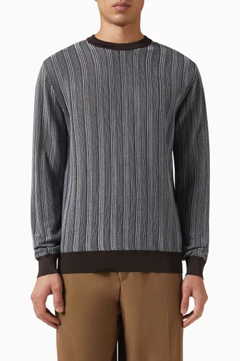 Vertical-stripe Sweater in Wool-viscose
