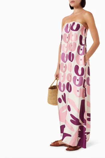 Floral-print Strapless Maxi Dress