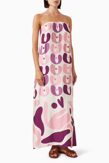 Floral-print Strapless Maxi Dress