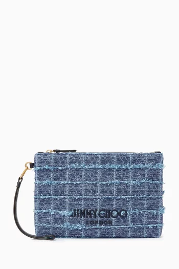 Zipped Flat Pouch in Denim