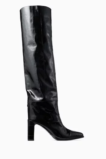 Caly Over-the-Knee 85 Boots in Eel-embossed Leather