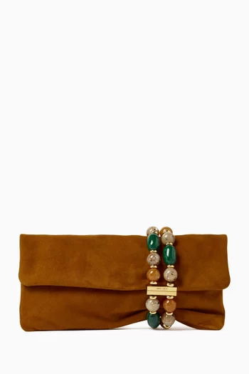 Zandra Embellished Clutch in Suede