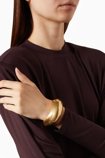 Textured Cuff Bracelet in Gold-tone Metal