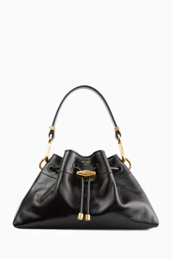 Small Cinch Bag in Shiny Biker Leather