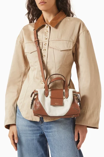 Bar Holdall Tote Bag in Canvas & Leather