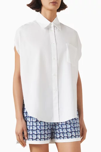 Point-collar Shirt in Cotton Poplin