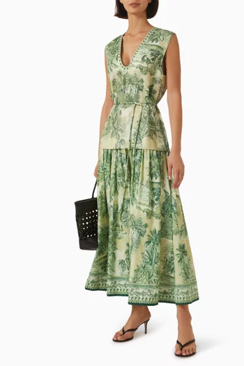 Sara Belted Dress in Cotton Blend
