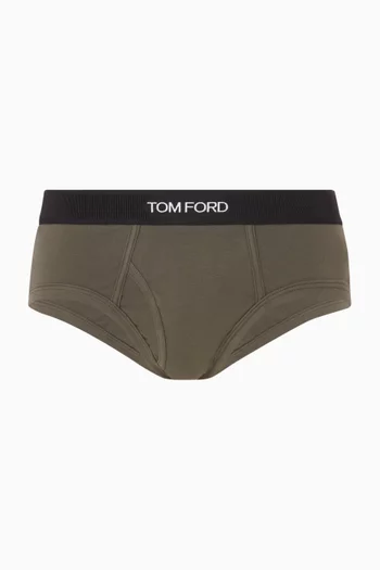 Logo Waistband Briefs in Stretch Cotton