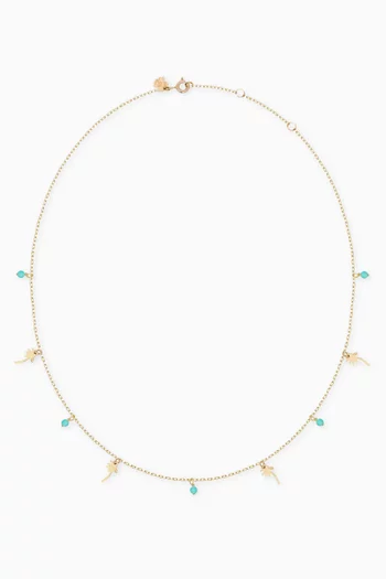Retro Pompoms Palm Tree Necklace in 18kt Gold