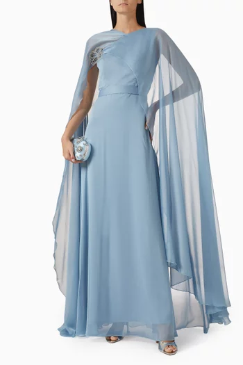 Embellished Cape-sleeve Dress