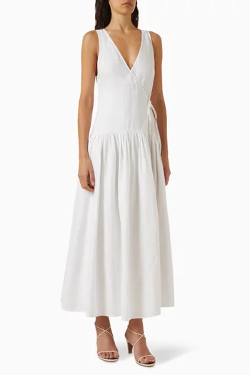 Ilio Wrap Maxi Dress in Linen