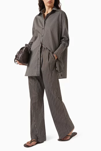 Sable Striped Oversized Shirt in Silk-blend