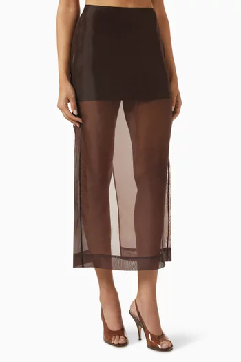 Sian Midi Skirt in Silk-organza