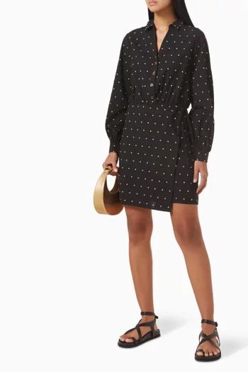 Miley Gold-stud Mini Shirt Dress