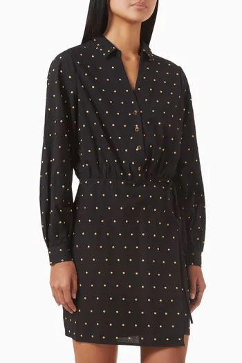 Miley Gold-stud Mini Shirt Dress