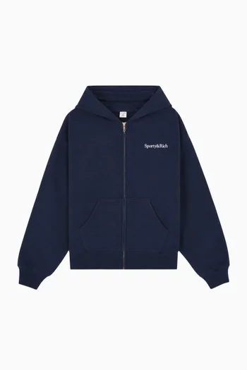 Serif Logo Zip Hoodie in Cotton