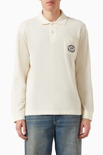 Perry Riding Club Long-sleeve Polo Shirt in Cotton-piqué