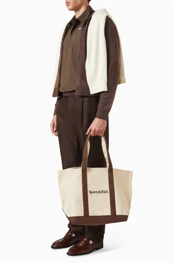 Medium Serif Logo Tote Bag in Cotton-canvas