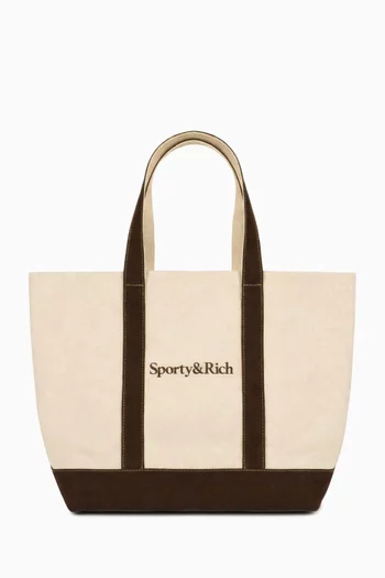 Medium Serif Logo Tote Bag in Cotton-canvas