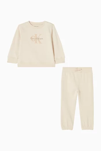 Sweatshirt & Sweatpants Set in Cotton-terry