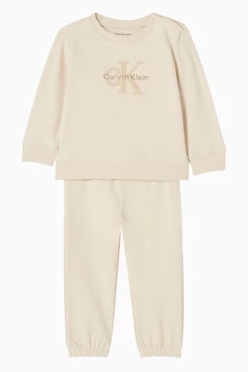 Sweatshirt & Sweatpants Set in Cotton-terry