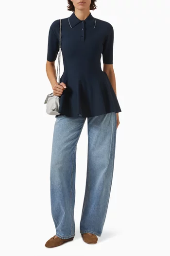 Peplum Polo T-shirt in Compact-knit