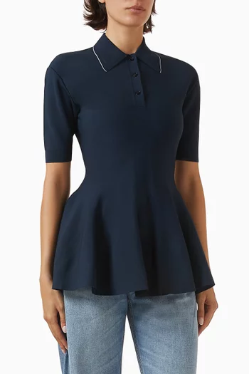 Peplum Polo T-shirt in Compact-knit