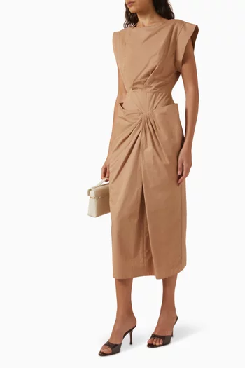 Draped Midi Dress in Cotton