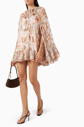 Ezra Mini Cape Dress in Chiffon