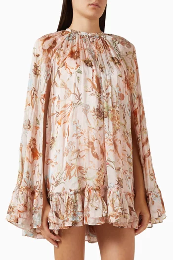 Ezra Mini Cape Dress in Chiffon