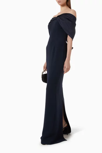 Taffeta Off-shoulder Gown in Crepe