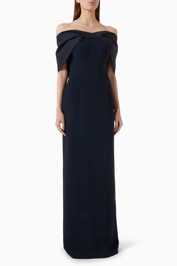 Taffeta Off-shoulder Gown in Crepe