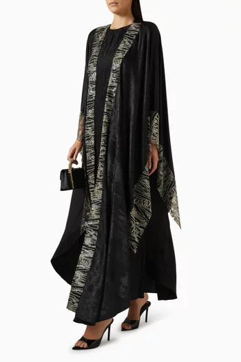 Embellished-trim Abaya Set in Velvet