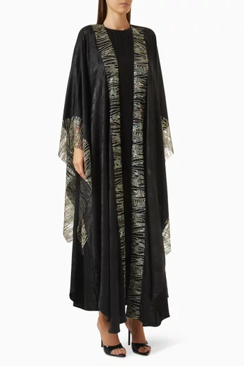 Embellished-trim Abaya Set in Velvet