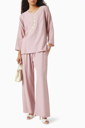Embroidered Top & Pants Set