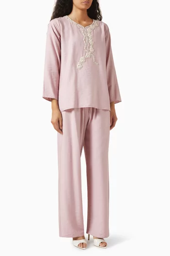 Embroidered Top & Pants Set