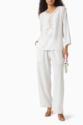 Embroidered Top & Pants Set