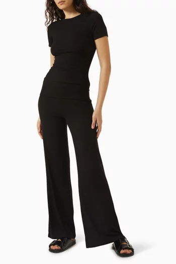 365 Rib Fold-waist Flared Pants