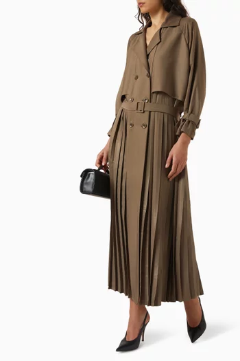 Pleated Coat-style Abaya in Crepe