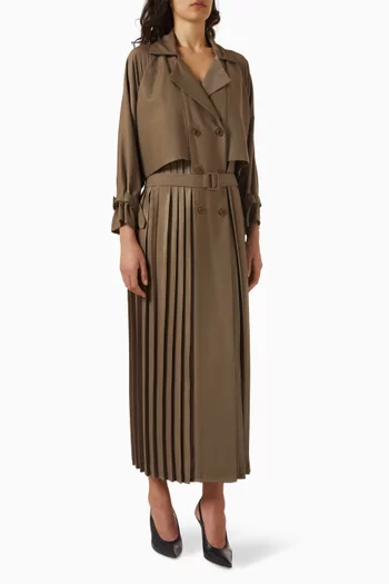 Pleated Coat-style Abaya in Crepe