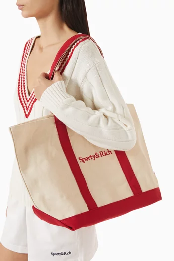 Medium Signature NY Logo Tote in Cotton Canvas
