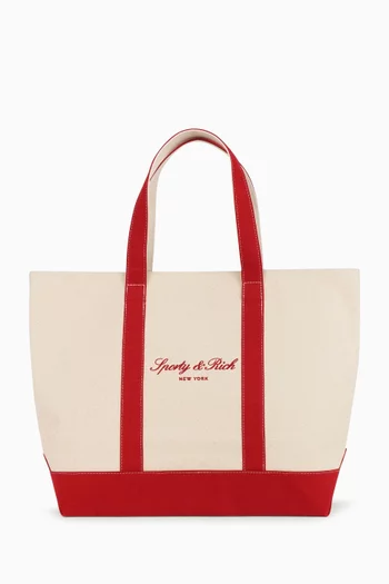 Medium Signature NY Logo Tote in Cotton Canvas