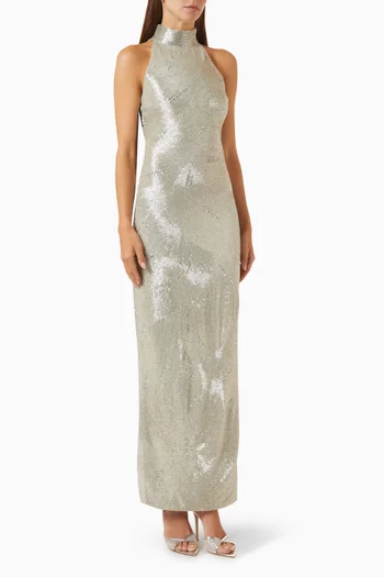 Delphine Necklace Embellished Maxi Dress