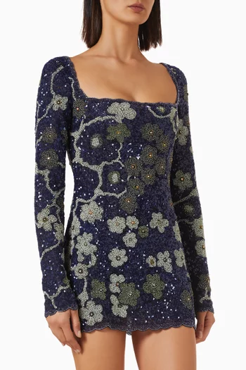 Dahlia Floral Embellished Mini Dress