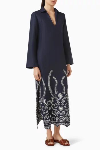 Ghari Embroidered Dress in Linen
