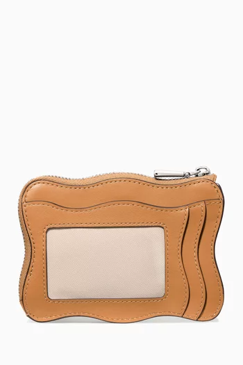 Wavy Mini Zip Card Case in Leather