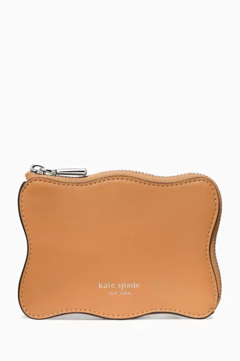 Wavy Mini Zip Card Case in Leather