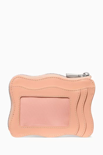 Wavy Mini Zip Card Case in Leather